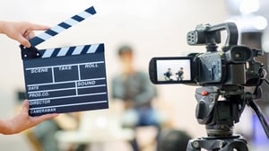 movie camera and clapboard