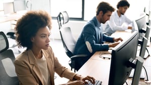 woman computer eDiscovery